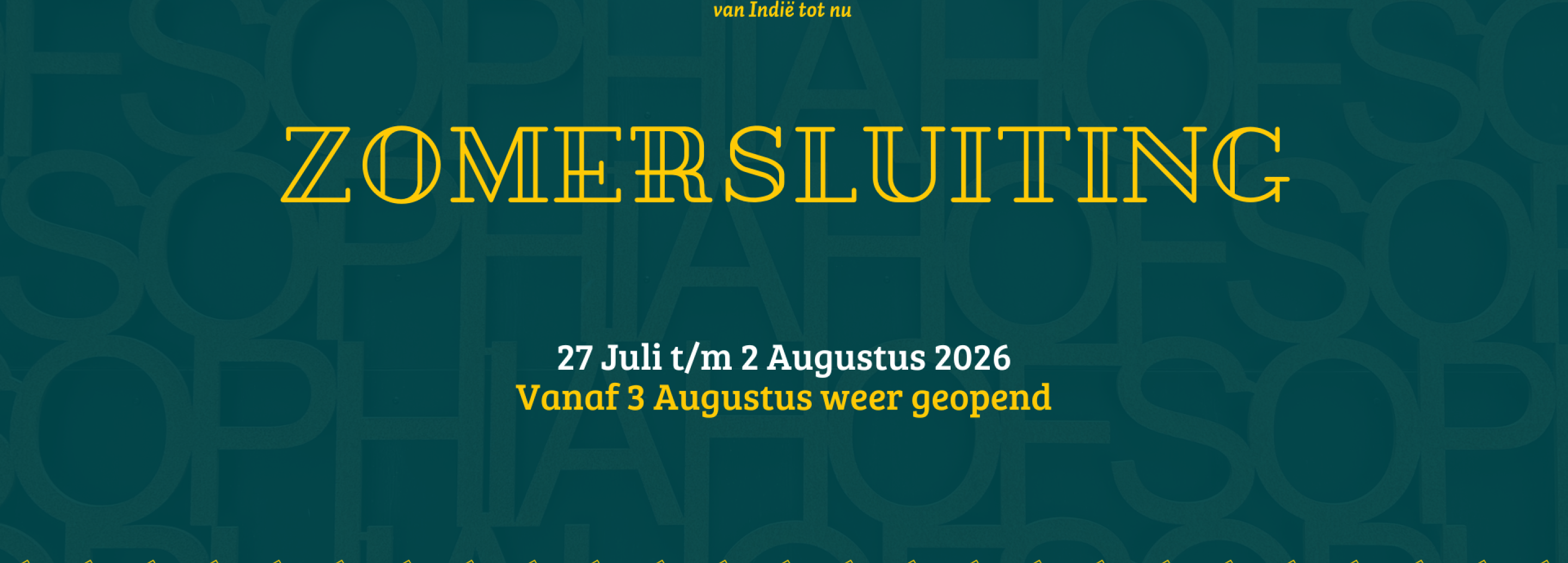 zomersluiting 2026